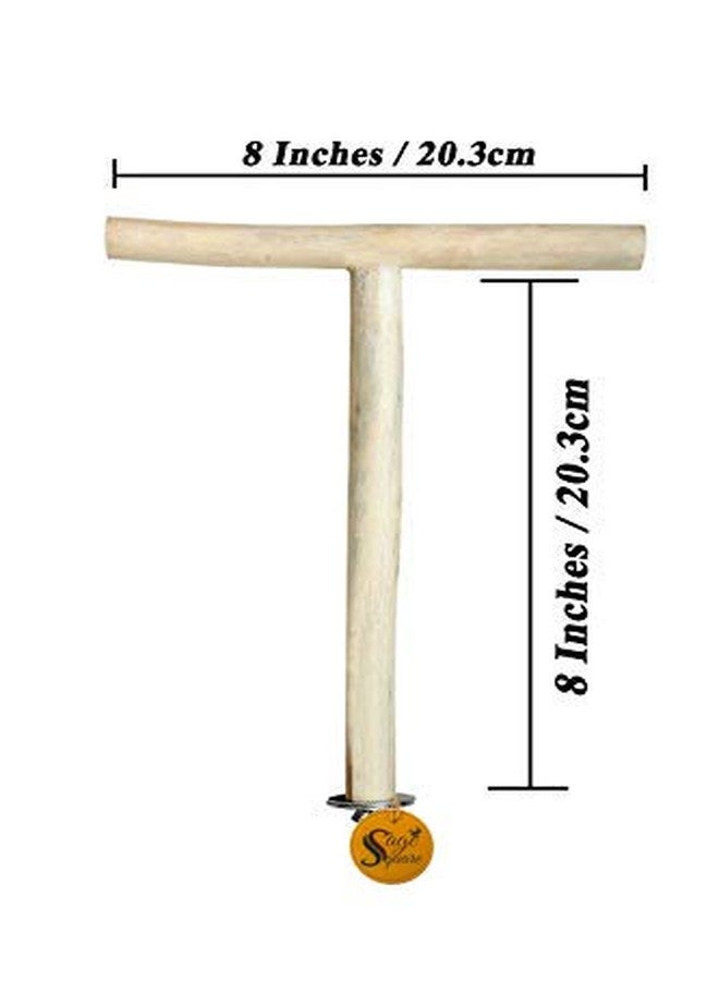 Sage Square Natural Cage Mountable Wood T Perch for Birds, Cage Accessory Toy (8 Inches) - Image 2